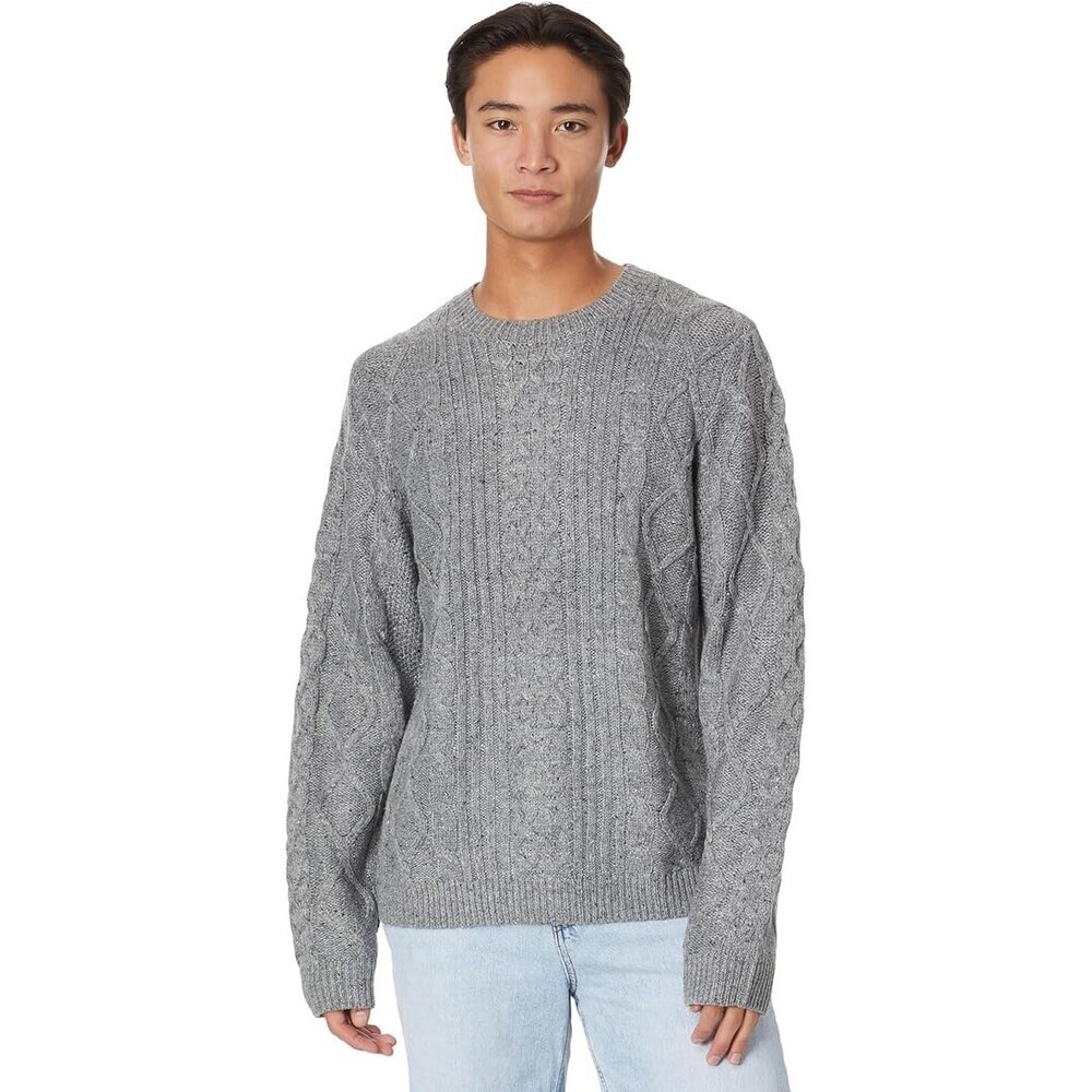 Lucky Brand Mixed Stitch Tweed Sweater Men's 2XL Gray Crew Neck Pullover RED451